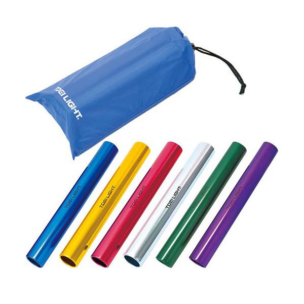 送料無料 体育器具 学校体育 部活動 運動会 陸上オールアルミカラーバトン6本セット。サイズ：直径39mm×長さ約30cm