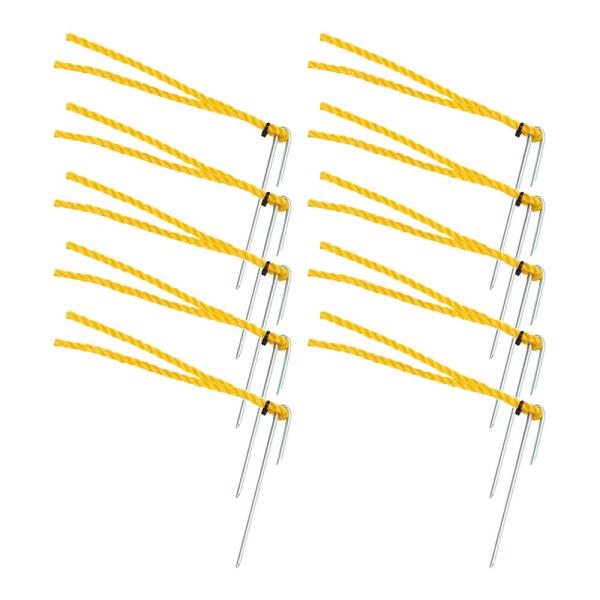 送料無料 体育器具 学校体育 部活動 グランド用品 運動会用品同色10本1組 ポイントマーカー。サイズ：ポリエチレンロープ長さ20cmほしクイ4mm×15cm