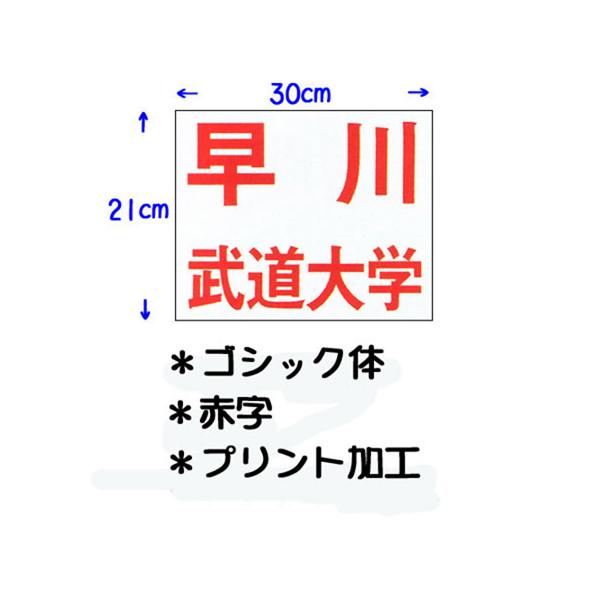 送料無料 ネーム加工料 柔道着 空手着 武道 剣道 道衣 名前 ネーム入れ 氏名 九桜 クサクラプリント加工にてご希望の個人名・団体名をゼッケンにお入れする、ネーム入りゼッケンです。ゼッケン上部約2/3に個人名、下部約1/3に団体名を横書き...