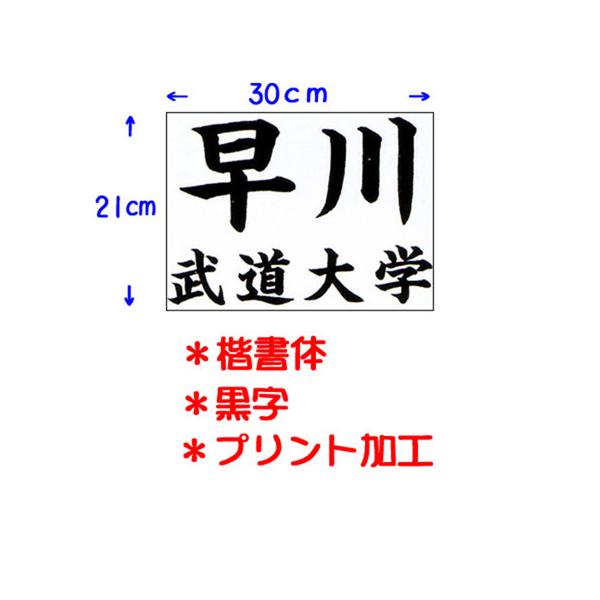 送料無料 ネーム加工料 柔道着 空手着 武道 剣道 道衣 名前 ネーム入れ 氏名 九桜 クサクラプリント加工にてご希望の個人名・団体名をゼッケンにお入れする、ネーム入りゼッケンです。ゼッケン上部約2/3に個人名、下部約1/3に団体名を横書き...