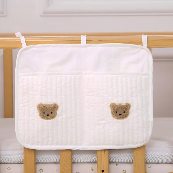 ベビーベッド 2ポケット掛け収納 子供ベッド おもちゃ収納 吊り下げポーチ-lj329