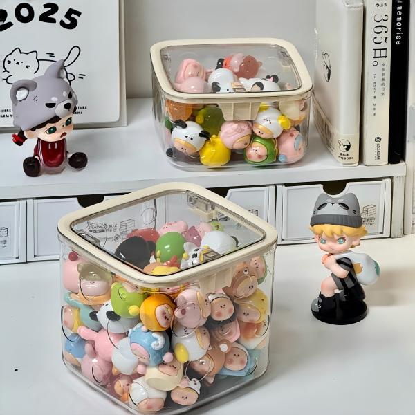 透明アクリル 蓋付き ブラインドボックスケース 防塵 大容量 ミニフィギュア収納 卓上-lj472