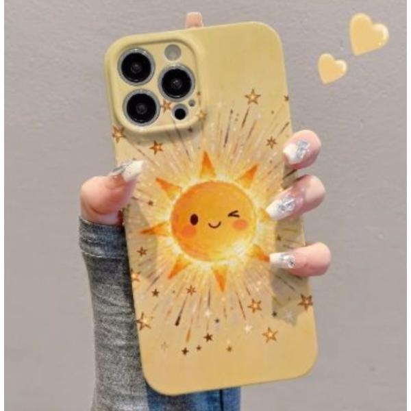 iPhoneケース iPhone 15 / 15 Pro / 16 / 16 Pro Max / 17 用 油絵風 星と太陽柄 保護カバー XL741