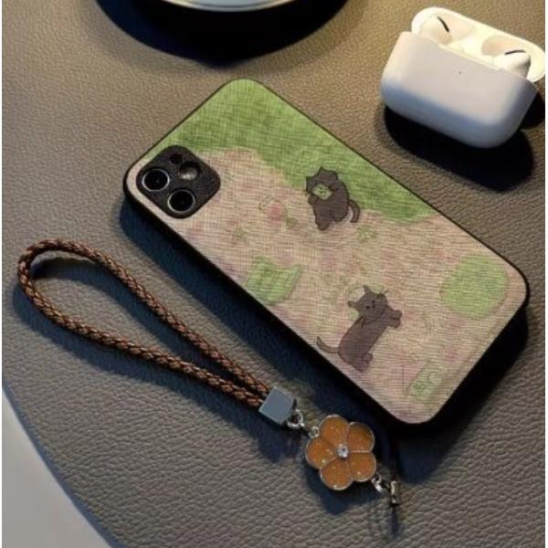 iPhone 15 用レザー風スマホケース（iPhone17 / 16対応、ストラップ付き保護カバー）XL754