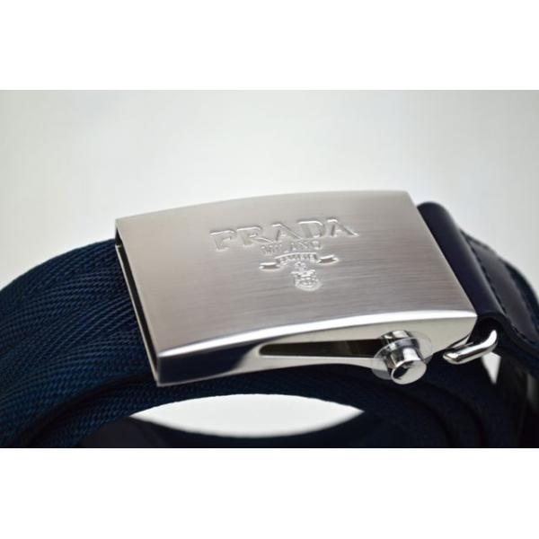PRADA ベルト Baltic Blue/Black Reversible Saffiano leather belt strap | PRADA