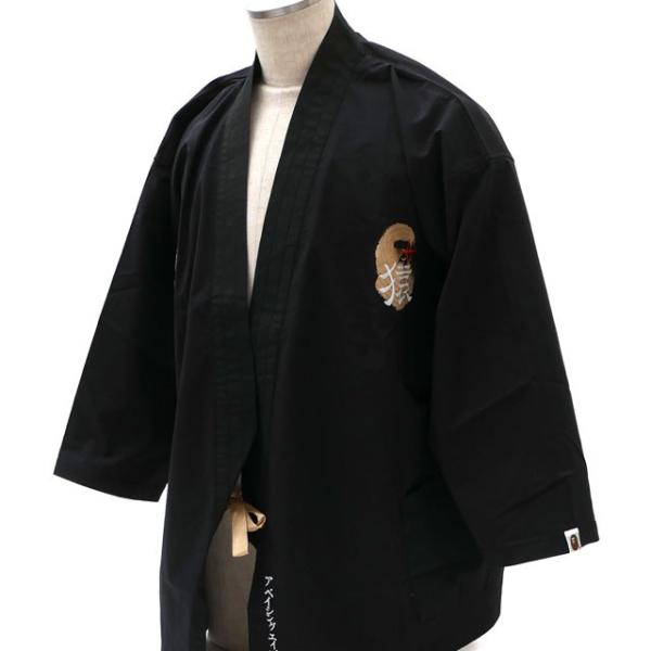 激レア アベイシングエイプ kimono shirt 羽織 刺繍 ブラック美品 A BATHING APE 新品 エイプ NINJA KIMONO SHIRT シャツ 羽織