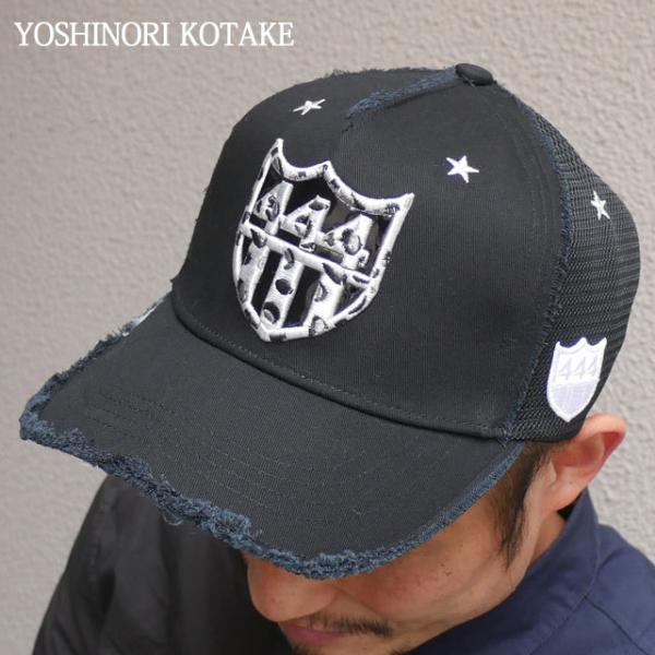 ヨシノリコタケYOSHINORI KOTAKEキャップ ヨシノリコタケ 帽子 ナンバー7 ブラックエナメルヘビ柄3D刺繍