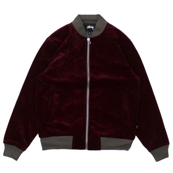 Stussy バーガンディ ベルベット スカジャン　ジャケット Stussy バーガンディ ベルベット スカジャン ジャケット