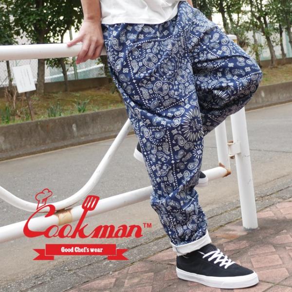 新品 クックマン Cookman Chef Pants シェフ パンツ PAISLEY NAVY 