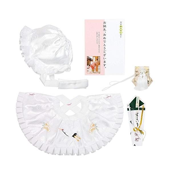 キョウエツ よだれかけ お宮参り フードセット 4点セット 帽子 よだれかけ 扇子 お守り 男の子 女の子 ホワイト Kisumupoly Ac Ke