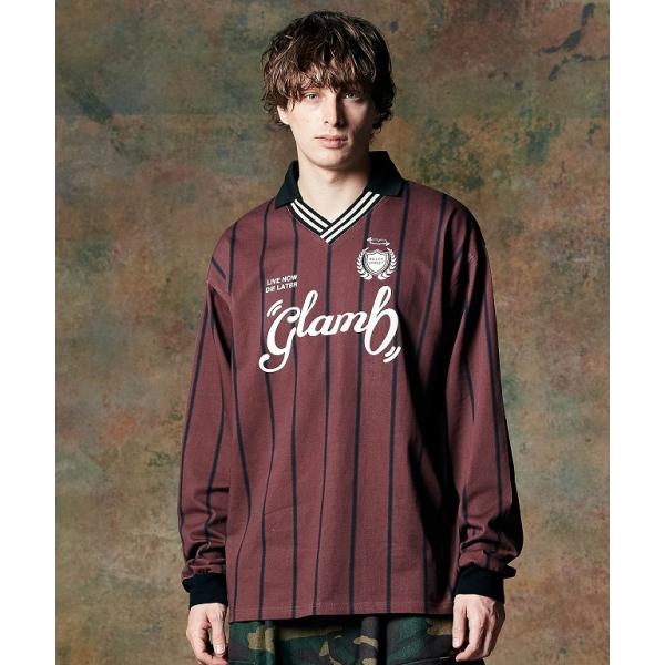 【M】 glamb ストライプ フットボール カットソー glamb tシャツ Stripe Football Cutsew / ストライプ