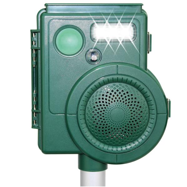 害獣撃退機 New フロッグマン 農業用鳥獣害対策器 害獣撃退 害獣駆除 ソーラー式 電池不要 100dB 大音量 フラッシュ 防滴 防犯対策 不審者 動物よけ 夜間対応