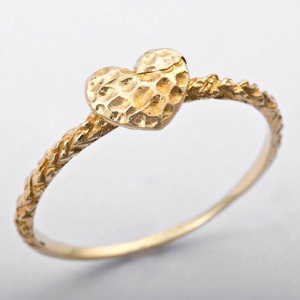 お金を節約 K10イエローゴールド リング 8号 アンティーク調 ハートモチーフ