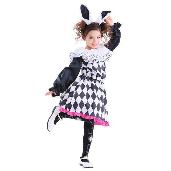 子供用 激安通販専門店 コスプレ衣装 レディラビット 1サイズ ハロウィン ワンピース付き カチューシャ ポリエステル
