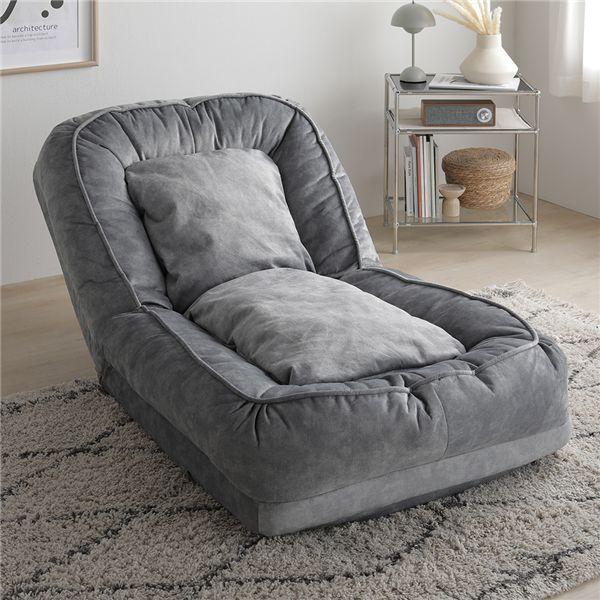 3WAY ソファ ベッド 約幅85×奥行105-165×高さ27-77cm グレー 14段階