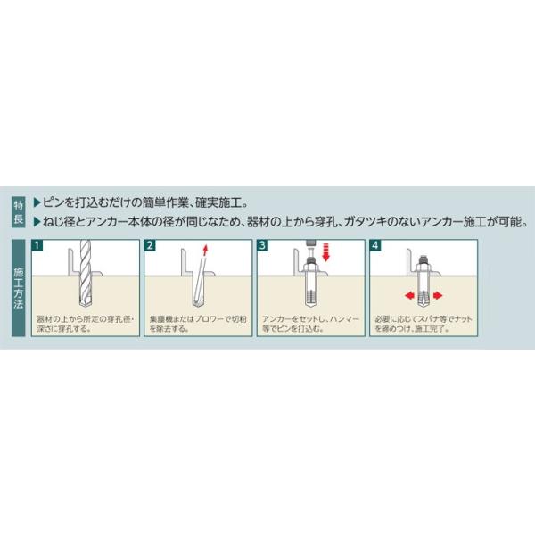 アンカーボルト アンカーセット コンクリート アンカー ルーティーアンカー C 1050 心棒打込み 50本単位 開催中 スチール Cタイプ M10 全長50mm