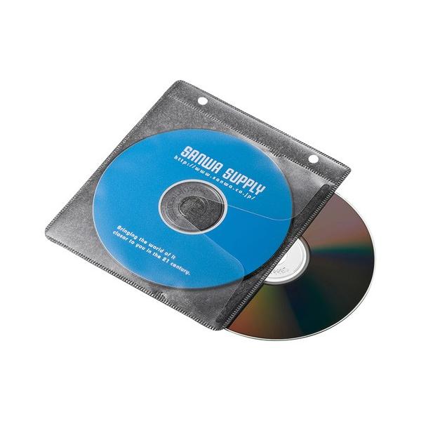 他サイト： 訳あり新品 CD/DVD不織布ケース ブルーレイ対応 リング穴付き 50枚入り ブラック 箱にキズ、汚れあり FCD-FRBD50BK サンワサプライの商品画像