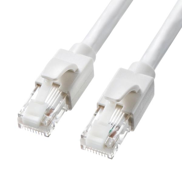 訳あり新品 Cat6A LANケーブル 単線 カテゴリ6A ホワイト 15m 爪折れ防止カバー KB-T6ATS-15W サンワサプライ 外装に傷・汚れあり