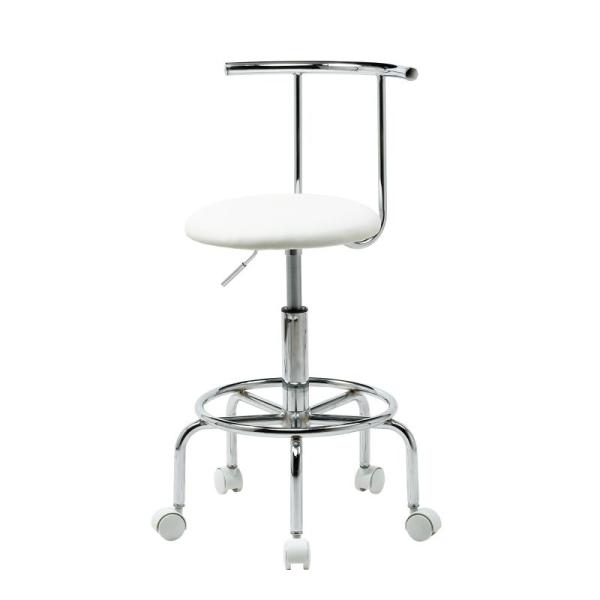 【訳あり新品】※外装パッケージにキズ、汚れがありますが商品は新品です。長時間の立ち仕事に便利なキャスター付きカウンターチェア。作業台やキッチンにも。ホワイト。＜関連キーワード＞SNC-RD8W カウンターチェア キャスター 昇降式 背もたれ...