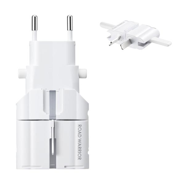 【訳あり新品】※外装パッケージにキズ、汚れがありますが商品は新品です。1台でほぼ全世界9種類のプラグ形状に変換できるマルチ海外電源変換アダプタ。ホワイト。TR-AD4W サンワサプライ