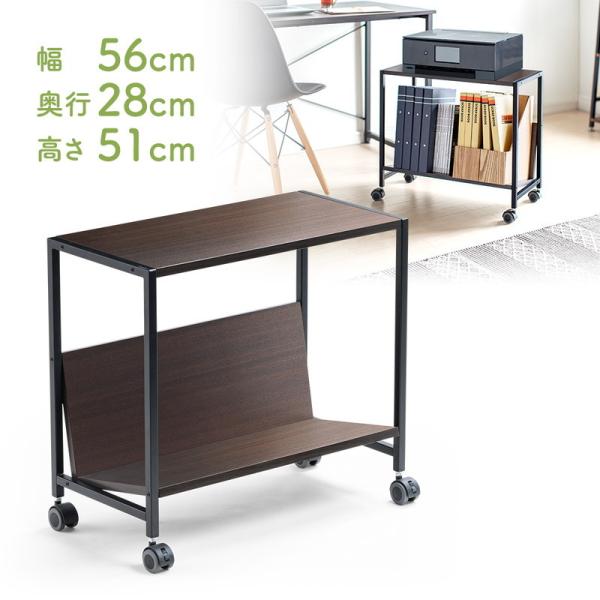 背表紙が見やすく、A4ファイルなどが取りやすい斜め棚でデスク下のスペースを有効活用できるファイルワゴンです。落ち着いた色合いの木目調の天板とアイアンフレームの組み合わせがおしゃれです。天板にはプリンターや小物を置いておけます。<関連キ...