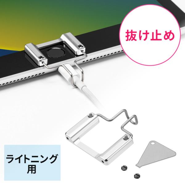 抜け止めツール ライトニングケーブル iPad iPhone セキュリティ アヴァンテック スマートタブロック シルバー 200-SL100