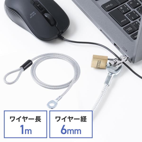 セキュリティ セキュリティワイヤ 直径6mm 長さ1m EZ2-SL116 ネコポス対応