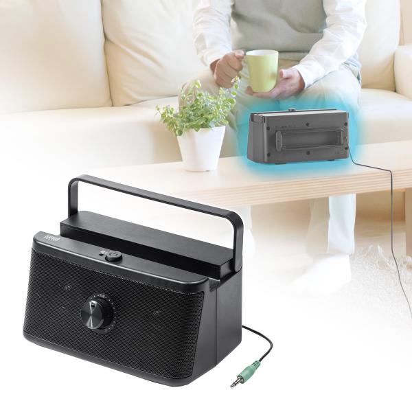 他サイト： テレビスピーカー 有線 手元スピーカー TV用手元延長スピーカー 電池式 USB給電対応 ブラック EZ4-SP087 敬老の日 プレゼントの商品画像