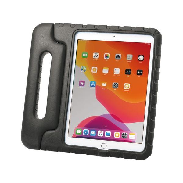 タブレットケース iPad 10.2インチ用 第7世代 衝撃吸収 セミハード 子供用 ハンドル ブラック PDA-IPAD1605BK サンワサプライ