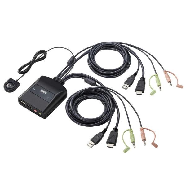パソコン切替器 KVMスイッチ HDMI対応 USB切替 2台 4K対応 手元スイッチ HDCP対応 エミュレーション非搭載 SW-KVM2WHUUS サンワサプライ