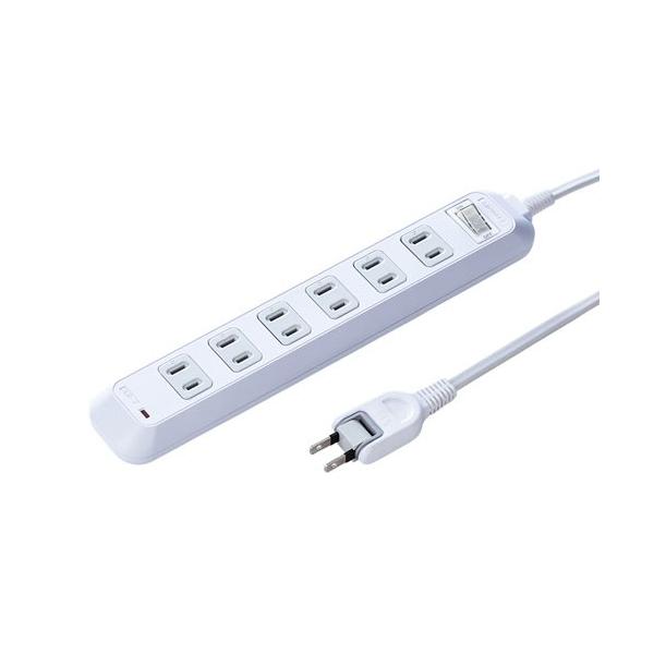 他サイト： 電源タップ 2P 6個口 2m マグネット 雷ガード 集中スイッチ コンセントキャップ3個付き TAP-SP216 サンワサプライの商品画像