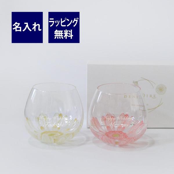 ゆらゆらグラス フルリール ペア 名入れ彫刻代込み 名前 ペア 結婚祝 結婚記念日 プレゼント ギフト ウエディング 両親贈呈品 ガーベラ