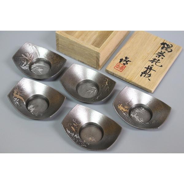 錫　茶托　錫師　松下喜山　5客セット 松下喜山 錫茶托 喜山造 共箱 5客 茶器托子 - メルカリ