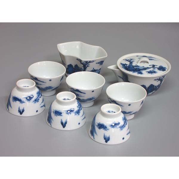 中国年号入 染付人物分煎茶器セット