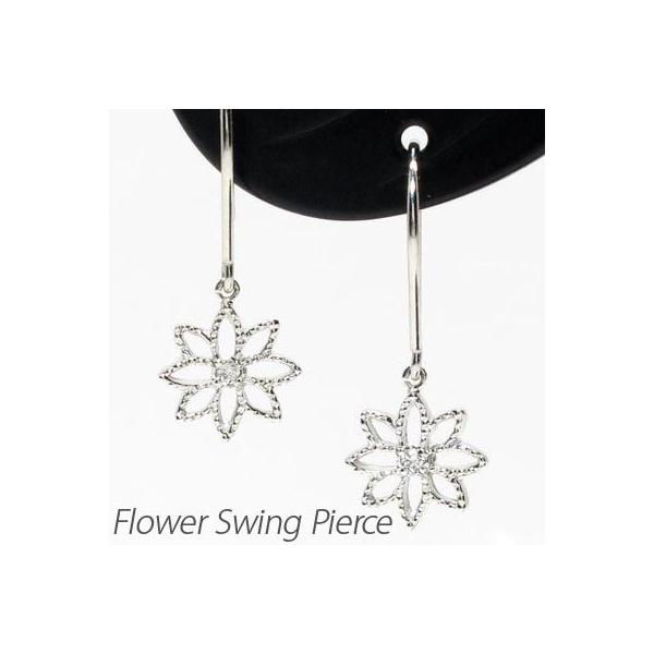 ダイヤモンド フックピアス プラチナ 900 フラワー 花 透かし