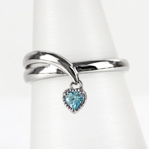 アクアマリン リング カラーストーン ハートシェイプ ハート ミル
