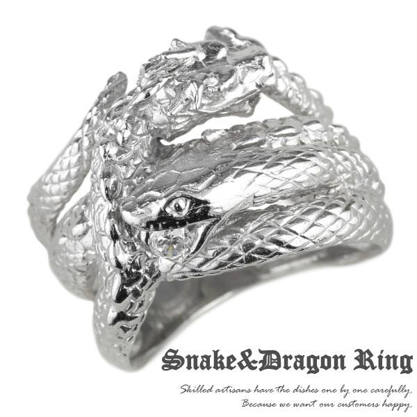 メンズリング ごつい 10金 ドラゴン 龍 スネーク 蛇 ダイヤモンド 指輪 k10 10k ゴールド 縁起物 金運