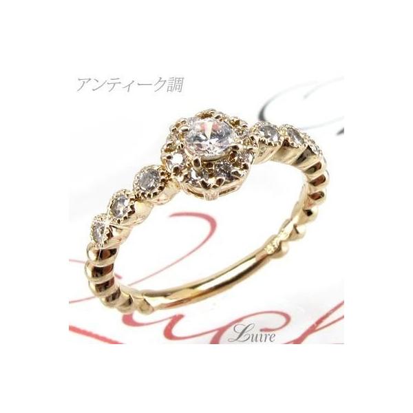 リング ダイヤモンド フラワー 花 K10イエローゴールド 10金