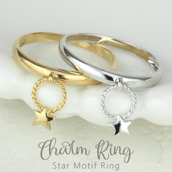 地金リング k10 指輪 スター 星 チャーム 10k 10金 レディース