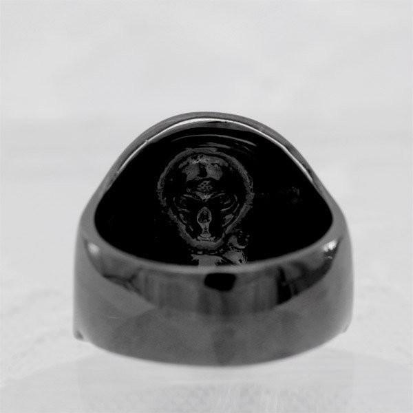 メンズリング 指輪 骸骨 リング ドクロ ブラックスカル K18 リング 18金 スカル K18 骸骨 Deuxieme 指輪 Lr442wg Luire