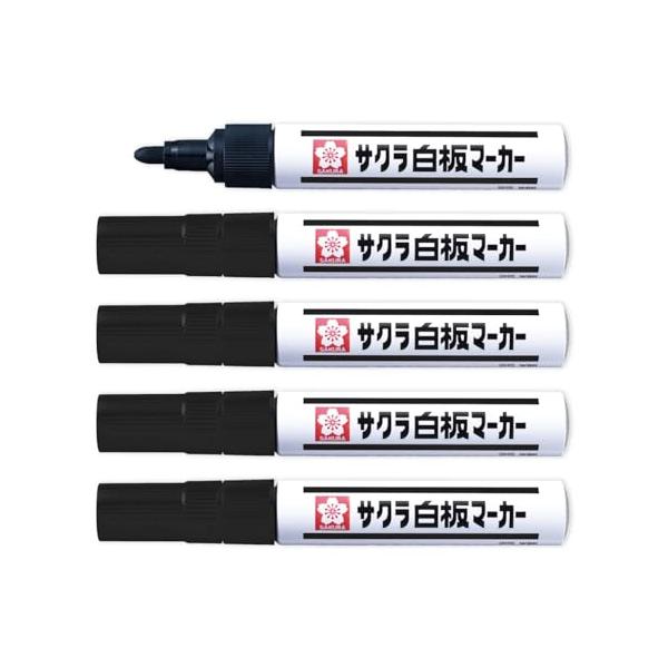 サクラクレパス ホワイトボードマーカー 中字 黒 5本 WBK5-P