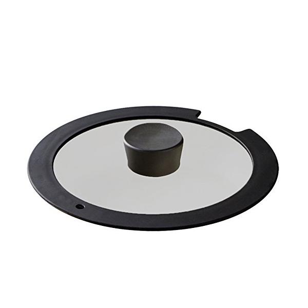 他サイト： アイリスオーヤマ ダイヤモンドコートパンIH用 ガラス蓋20cm ブラック H-IS-GL20の商品画像