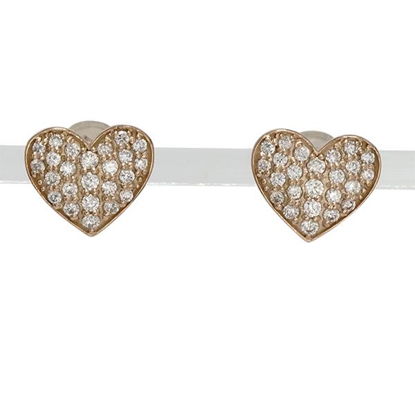 ハート パヴェ ダイヤモンド ピアス 0.30ct 18金 18k k18 イエロー 