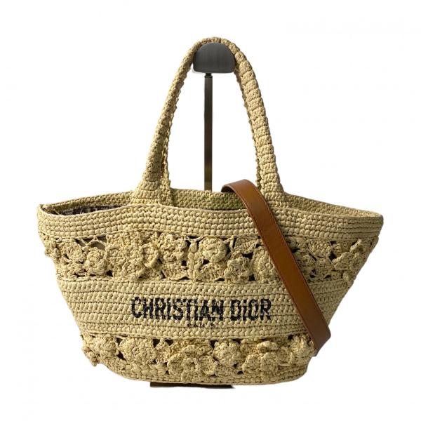 定価80万 美品 ディオール DIOR レディース パニエ シャポー カゴバッグ ラフィア 2way ショルダーバッグ ハンドバッグ 斜めがけ クロスボディ Christian Dior（クリスチャン・ディオール） 定価80万 美品