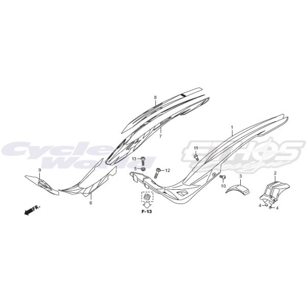 ホンダ（HONDA） 87135-NN4-T00ZB ストライプ，RTL RRフェンダー