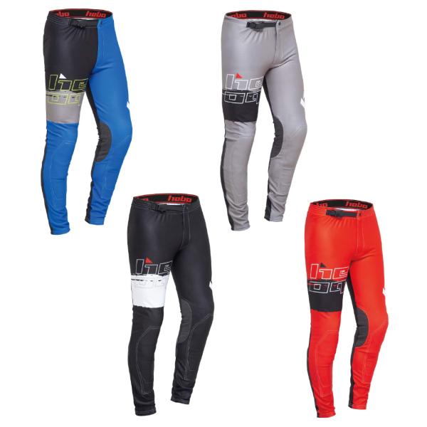 ワールドチャンピオン トニ・ボウが開発したパンツ。運動性、快適性、保護性能を高次元で満たしています。RACEPROパンツより厚めの生地です。ヒートガード＆ニーパッド付きカラー：ブルー、グレー、ブラック、レッドサイズ：XS〜XXL