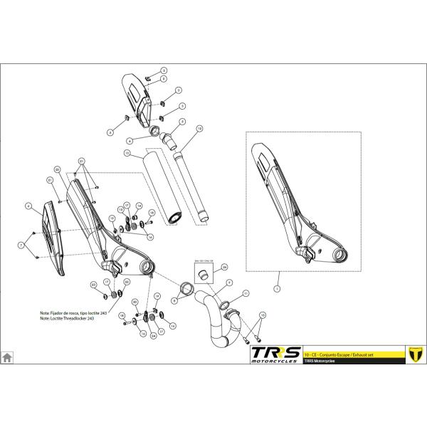 10023TR100 エキゾーストパイプ,ステンレス TRRS ラガレーシング