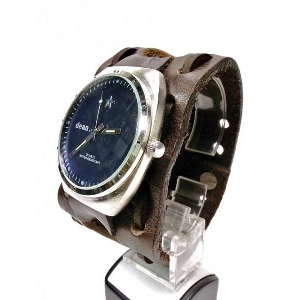 DEAN ディーン 別注　MW03 本革 太ベルト 茶色　文字盤 ブルー色　 ジョニーデップ　愛用 特別モデル　レザーブレス 留め金タイプ　 レザーアクセサリー :dean03:原宿エトフ - 通販 - Yahoo!ショッピング