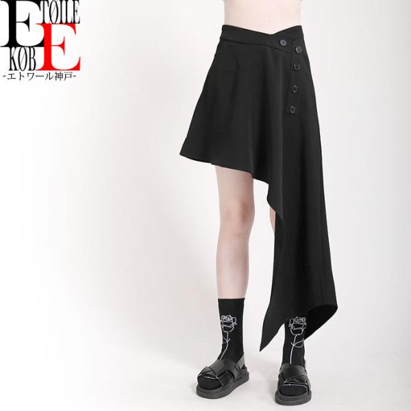 【ワイズ】ロングスカート　近年モデル 2　総柄　アシンメトリー ベージュ　黒 ワイズ】ロングスカート 近年モデル 2 総柄 アシンメトリー