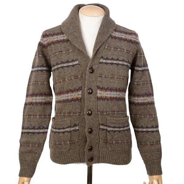ハケット ロンドン 秋冬メンズ ショールカラー カーディガン 6バスケットボタン ローゲージジャカード編み メリノウール ブラウンxベージュ系 Www Supersport Tn